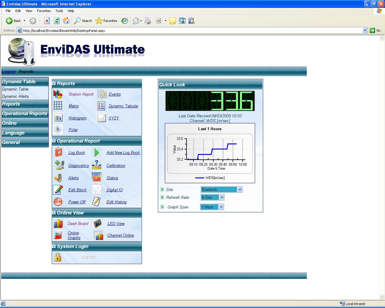 Envitech Europe Envidas Ultimate Web Site - Home Page that reflects the various site utilities